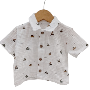 Chemise à manches courtes en gaze de coton