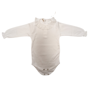 Body en coton col fleurs brodées