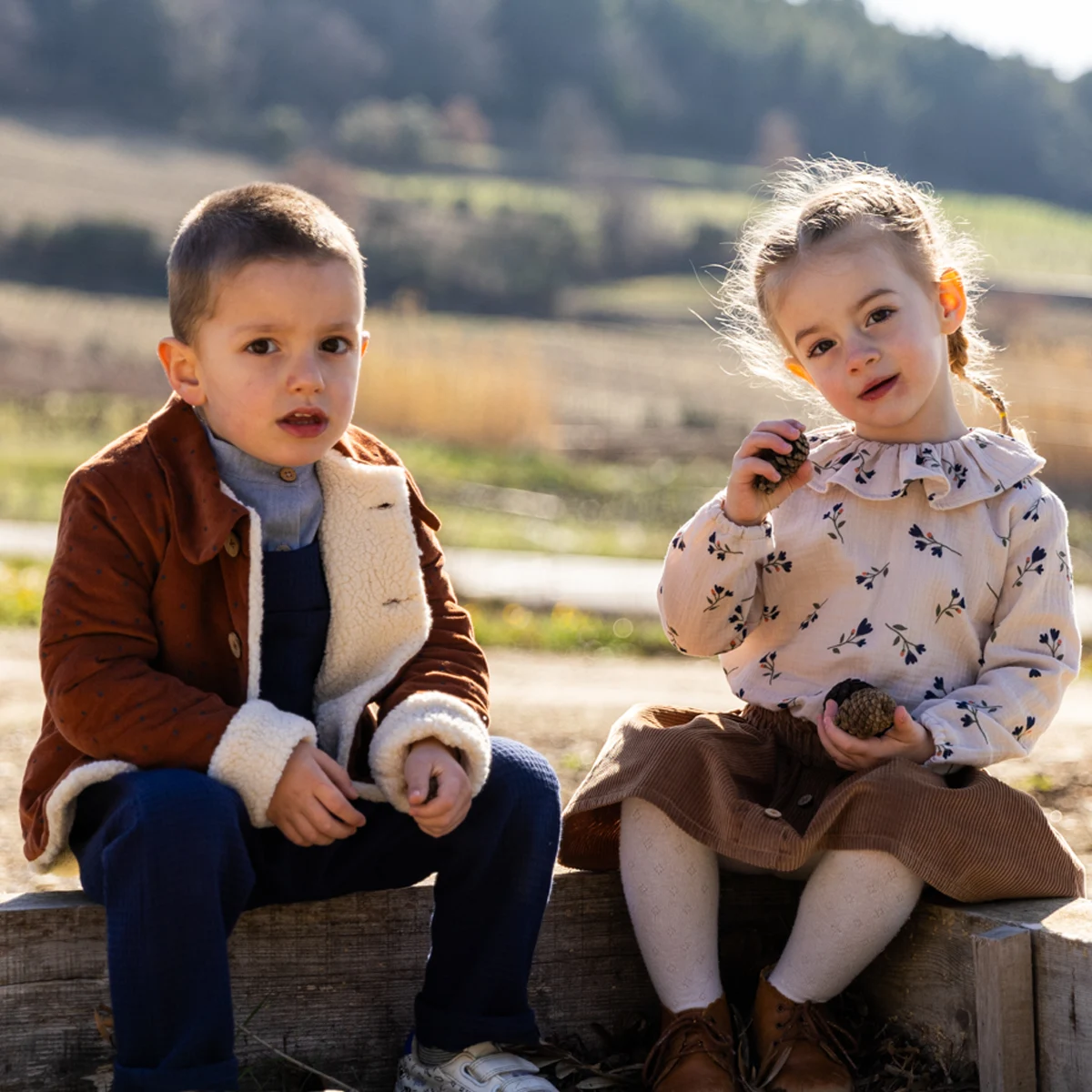 Manteau enfant sherpa velours SAUGE – Image 4