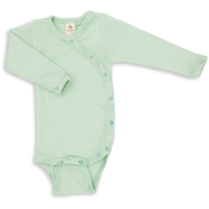 Body thermique cache-cœur naissance en laine et soie de Engel Menthe
