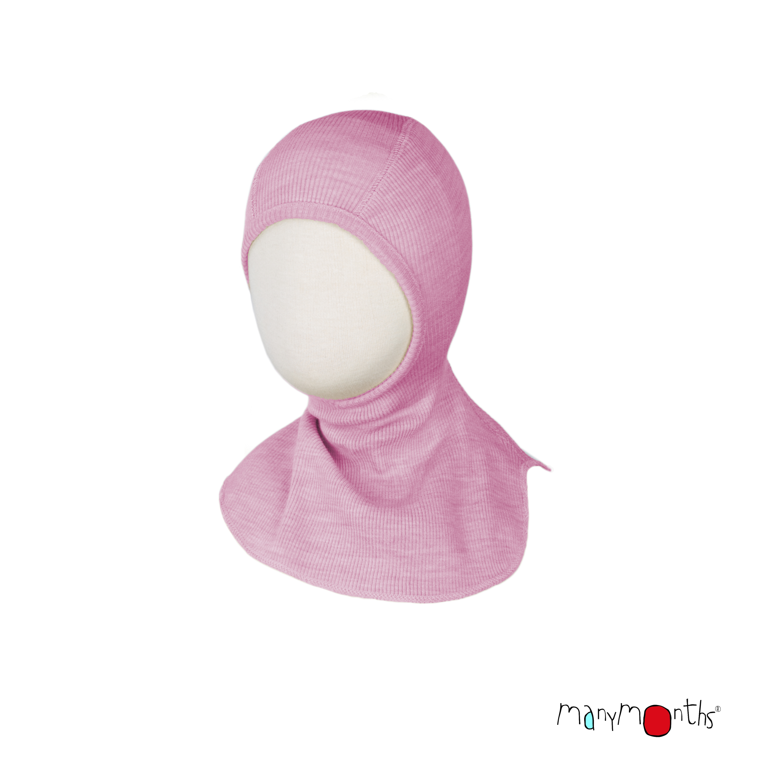 Cagoule originale 100% laine mérinos de Manymonths Rose