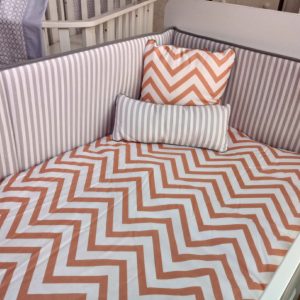 JEU 4PCS HOUSSE DE COUETTE 60 BE ZIGZAG CORAL 60*120