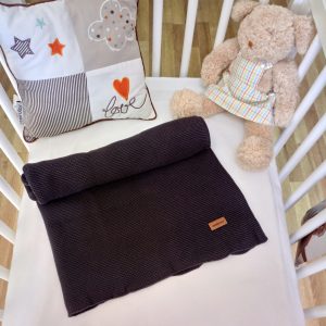 COUVERTURE COTON BEBE 80*110 BASIC GRIS