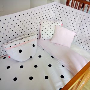 JEU 5 PCS.DESSU DE LIT R. 60 BE DOTS ROSE 60×120 CM