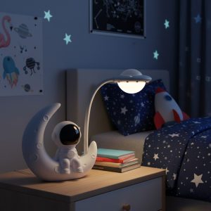 Veilleuse astronaute avec lumière apaisante et décor lunaire