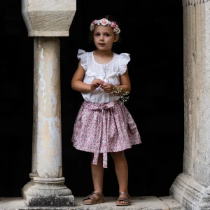 Jupe enfant fleuri rose VERVEINE