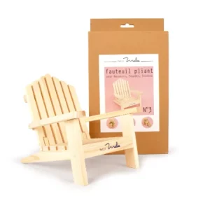 Fauteuil Bois naturel pliable – Mobilier peluche petit Maïlou