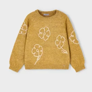 Pull appliqué fleurs – Mostaza