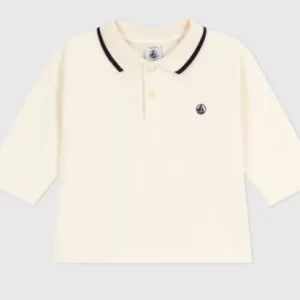 Polo en coton à manches longues – uni