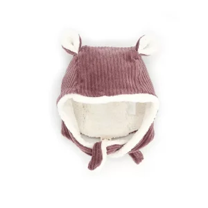 Bonnet bébé – velours parme