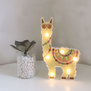 Applique murale lama heureux avec ampoules à LED