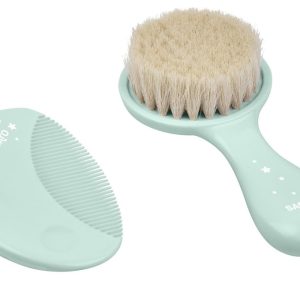 Ensemble brosse et peigne avec poils naturels menthe