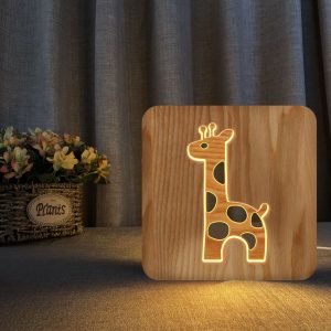 Veilleuse 3D Led en bois Sophie la girafe