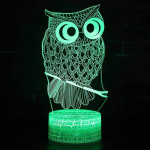 Veilleuse design hibou en acrylique avec télécommande tactile