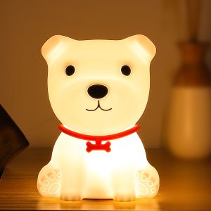 Veilleuse petit chiot pour bébé en silicone avec capteur et télécommande